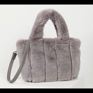 Grey Dolce Faux Fur Handbag